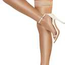 RSLOVE Thigh High Stockings for Women – Sheer Stay Up Pantyhose with Stripe Top & Anti-Slip Silicone Sexy Hosiery One Size Nude
