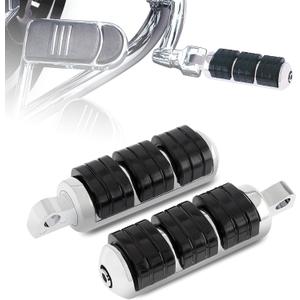 INNOGLOW Motorcycle Foot Pegs Footrest Aluminum Black Rubbe Anti Vibration Footpegs Male Mount Pegs for Harley Davidson H-D 8000 8002