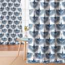 KGORGE Blackout Curtains 84 inches Long - Geometric Bird Pattern Farmhouse Curtains Thermal Insulating Window Treatment Panels for Kids Playroom, Bedroom, Living Room, W 52 x L 84, Blue, 1 Pair