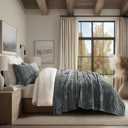 EverGrace Oversized Velvet Quilt Set, Cal King 118"x106", Charcoal Gray