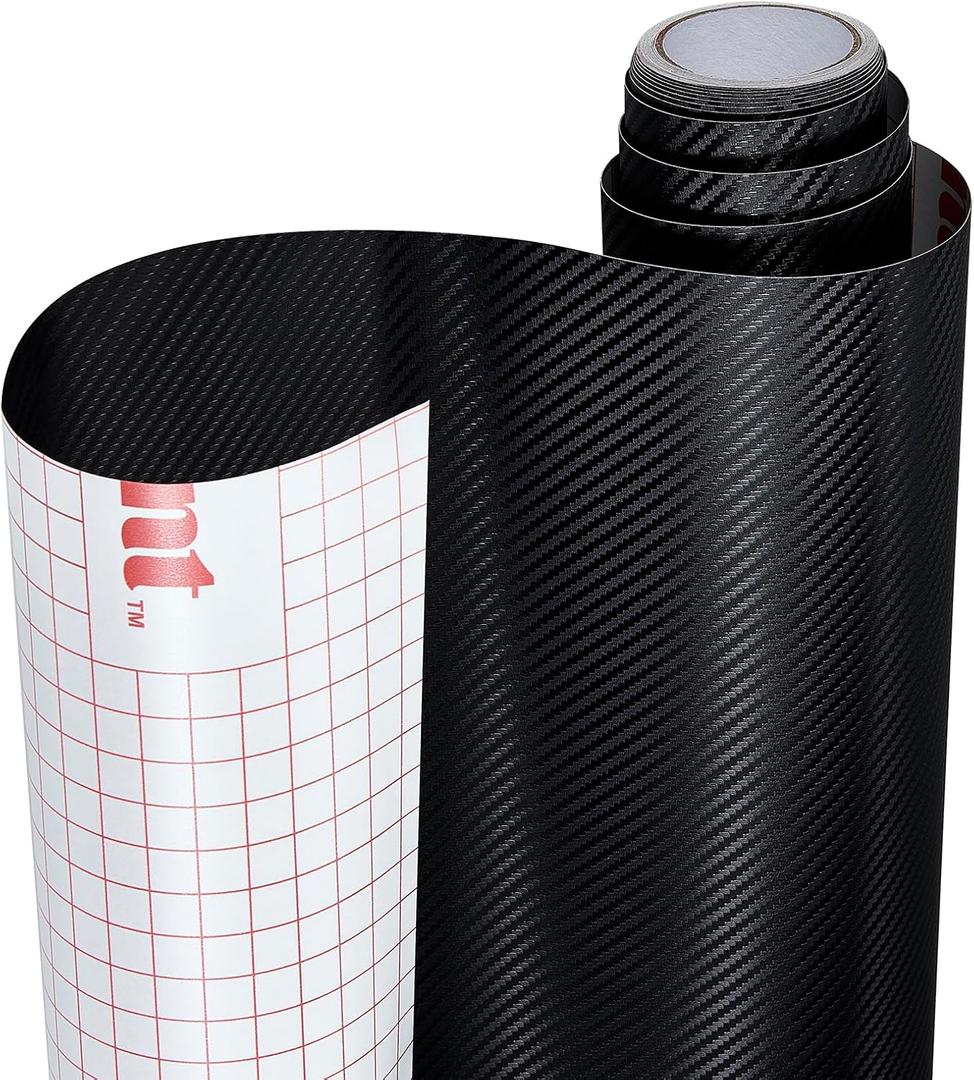 ANT 24inch x 15ft Black Carbon Fiber Car Wrap Vinyl Outdoor/Interior Realistic Carbon Design Vinyl Wrap for Cars, Boat, Bike (Black, 24inch x 15ft)