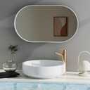 32" x 20" White Oval Wall Mirror, Capsule Extendable Swivel Mirror Bathroom Vanity Makeup Mirror, 360 Rotation Mirror Folding Extendable Arm Vanity Mirrors for Wall Shower Shaving Mirror