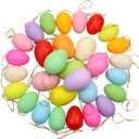 30 Pcs Easter Hanging Eggs Decorations - Colorful Plastic Easter Eggs, Decorative Easter Tree Hanging Ornaments for Home Easter Gift Party Decor