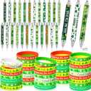 Gersoniel 72 Pcs St Patricks Day Party Favors Accessories St Patrick's Day Pens and Bracelets Gifts Bulk Green Shamrock Wristbands Lucky Clover Pens for Irish Party Goodie Bag Stuffers Office Supplies
