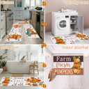 Ileading Fall Kitchen Rugs Set - 3 Piece Mats with Non Slip Backing, Washable Runner for Sink, Laundry, Hallway & Indoor Decoration (Striped Pumpkins)