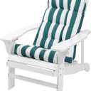 Enipate Weather Resistant Adirondack Chair Cushions Set of 2 High Back Indoor Outdoor Patio Tufted Lounge Cushion Seat Pads, 44 x 19.6 x 4 inches, Green White Stripe 2-pack