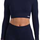 AUROLA Serpent Snake Long Sleeve Shirts for Women, Seamless Workout Crop Tops Crew Neck Cropped T Shirt Athletic Yoga Medium