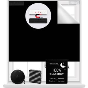 100% Blackout Blind Magnetic Window Cover 118 x 57Inch,No Drill,Cut Any Size/Shape,Portable Black Out Shades Curtains for Nursery Bedroom,Rv,Media Room with Magnetic Closure