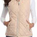 Fuinloth Women's Lightweight Warm Puffer Quilted Vest - 4-Pockets Stand Collar Zip Gilet, Fall Winter Outerwear Small