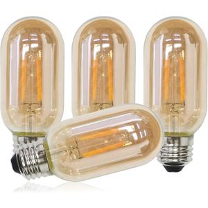 CTKcom T45 E26 Amber Antique LED Edison Light Bulb,T14 LED Tubular Vintage Antique Dimmable led Bulb,2 Watt 120V 2200K Warm White 120 lumens 25 Watt Equivalent,4 Pack