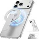 Magtame Magnetic Phone Stand Grip, 3-in-1 for MagSafe Phone Holder & Kickstand, Durable Silver Aluminum Grip, Ultra-Slim 2mm, 360 Rotation, Detachable for MagSafe Charging, Works with iPhone 1712