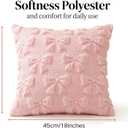 baotongle 2pcs Light Pink Bow Pillow Covers Room Decor Aesthetic Decorative Valentine Throw Pillow Soft Plush Faux Pillowcase for Room Decor Bedroom Couch 18x18 Inch(2, Pink, 17.7x17.7inches)