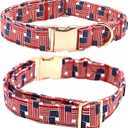 Independence Day Dog Collar, Summer Interwoven Flags Durable Metal Boy Dog Collars Adjustable Pet Collar for Small Dogs