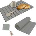 Roll-Up Stone Mat - Premium Diatomaceous Earth Dish Drying Rack, Water Absorbent Roll-Out Dish Drying Mat for Kitchen Countertops, Eco-Friendly, Quick-Dry Surface Light Grey