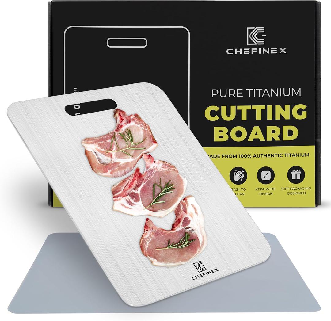 Pure Titanium Cutting Board 14 x 11 x 0.08 Ultra-Wide, Real Titanium, No Odor, Hygienic Surface For Fruits, Vegetables, Meat, Heavy-Duty Metal Chopping Mat for Kitchen (Large)