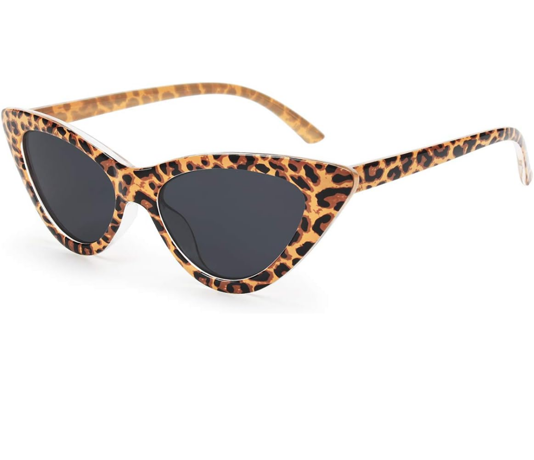 livho Retro Vintage Narrow Cat Eye Sunglasses for Women Clout Goggles Plastic Frame (Leopard)