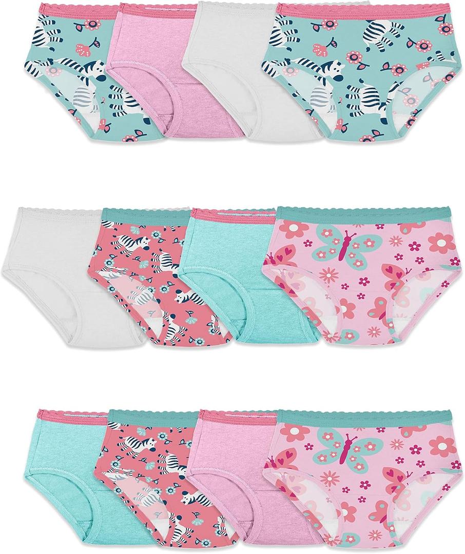 Fruit of the Loom Toddler Girls' Toddler Girls' Tag-free Cotton Underwear (2-3T, Hipster- 12 Pack - Assorted Colors)