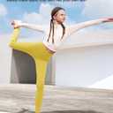 PATPAT Girls Athletic Leggings with Pocket, Buttery-Soft & Ultra-Stretchy Yoga Pants for Running Dance Workout Casual, Skinny-Bottom (Regular), Ginger, US12/L (Yellow)