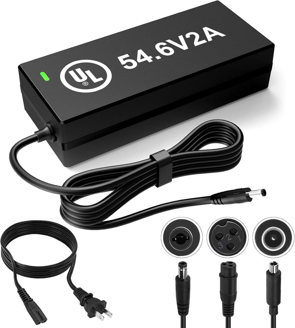 Hyleton 48V Lithium Battery Charger  UL Certified 54.6V 2A Fast Charger for Electric Bike, with Auto Shutoff, Intelligent Temperature Control & Fire-Resistant Case