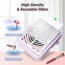 Nail Dust Collector with Lamp&50pcs Disposable Filter&Dusting Brush, Electric Nail Vacuum Cleaner Dust Fan Suction Machine for Manicure Acrylic Gel Nails Polishing, Low Noise, Salon Home, Purple