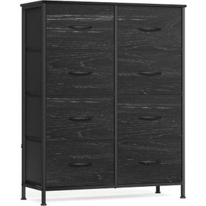 SONGMICS BELLAH Collection - Dresser for Bedroom, Chest of Drawers, Storage Organizer Unit, Closet, Entryway, Steel, 8 Drawers, Modern, Ebony Black ULGS124BE02S