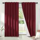 Yakamok Burgundy Red Blackout Curtains 63 inch Long with Back Tab 40" Wide
Thermal Insulated Room Darkening Drapes with Rod Pocket for Bedroom/kids Room,Full Light Blocking for Living Room, 2 Panels