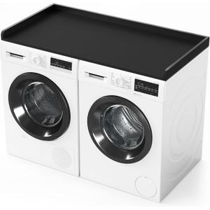 SpaceAid Washer Dryer Countertop, Laundry Wood Shelf Topper with Edge, 54" Width x 27.5" Depth Cover Guard Organizer for Washer and Dryer Laundry Hamper Counter Storage Organization (Black), Large