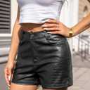 We1Fit Women's Faux Leather Shorts Stretchy High Waisted Pleather Shorts