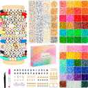 Friendship Bracelet Kit, 14,000pcs 48 Colors Bracelet Making Kit Clay Beads with Number Letter Bead Set Concert Merch Arts and Crafts Gifts for Kids Teen Girls Jewelry Making Supplies Bracelet Maker1