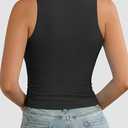 ATHMILE Womens Double Lined Crop Tank Tops Casual Basic Shirts Sleeveless Workout Tops Cute Summer Clothes Teen Girls, Black, Large
