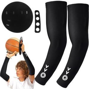 Basketball Shooting Trainer Kit Basketball Training Sleeve with Off-Hand Trainer Shooting Aid Accessories Improves Arm Strength Shot Alignment for Beginners Athletes Youth Adult, Size S