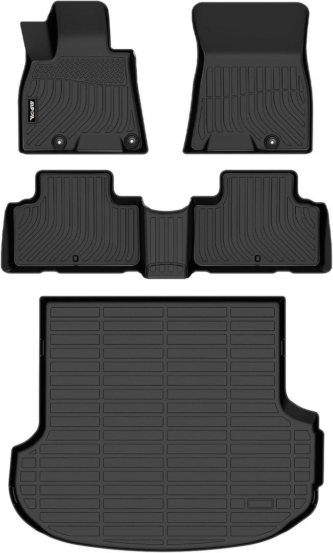 AIPOIL Floor Mats & Cargo Liner Set for 2021-2025 Genesis GV80 (Only fit 5 Seats) All Weather Protection TPE Anti-Slip Automotive Full Set Custom Car Mats Accessories - Black