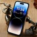 Casus Designed for iPhone 14 Pro Max Case Vegan Leather Slim Logo View Classic Luxury Elegant Thin Protective Cover (2022) 6.7" (Gray)