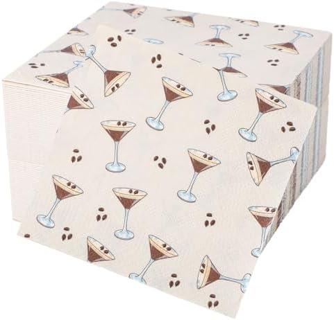 Crtiin 100 Pcs Espresso Martini Party Supplies a Tini Bit Older Napkins Love Is Brewing Decors Martini Birthday Party Decor Bachelorette Disposable Paper Napkin for Bar Bridal Shower