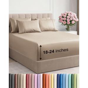 Extra Deep King Sheet Set - 6 Piece Breathable and Cooling Sheets - Hotel Luxury Bedding for Women, Men, Kids & Teens - Easy & Secure Fit - Soft, Wrinkle Free and Comfy - Extra Deep Pockets - Cream