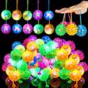 Sotiff 18 Pcs Light up Ball Spiky LED Bouncy Ball Flashing Squeaky Multicolor Puffer Toy Rubber Sensory Toy Carnival Prizes Bulk Party Favors for Teens, Adults, Children, 2.17 inches