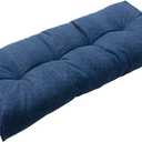 Magpie Fabrics Patio Bench Cushion 42"x18", Indoor/Outdoor Non-Slip Water Resistant Long Seat Pads, Tufted Loveseat Cushion for Swing, Settee, Window, Garden, Wicker, Front Porch (Navy Blue Textured)