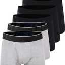 AIRCUTE Urine Incontinence Underwear for Men Washable Leak Proof Absorbency Boxer Briefs Bladder Control 60ML with Fly 5 Pack (M,Black3-Grey2)