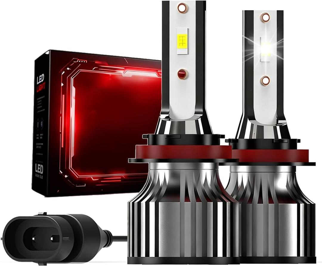 H11/H8/H9 Light Bulbs, 6000K Cool White Fog Light, 6160LM Per Set Bulb, 28W 500% Brightness, Plug & Play, Pack of 2