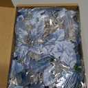 24 Christmas Glitter Artificial Poinsettia Flowers Xmas Poinsettia Artificial Wedding Flowers Decorations Xmas Tree Ornaments with Clips for Party Favors, 6 Inch, 4 Inch, 3 Inch (Silver and Blue)