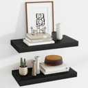 12 Inch Deep Floating Shelves, 24 Inch Long Floating Shelves for Wall, Floating Shelf with Invisible Brackets, Deep Shelves for Bathroom, Bedroom, Living Room, 2 Pack, Black