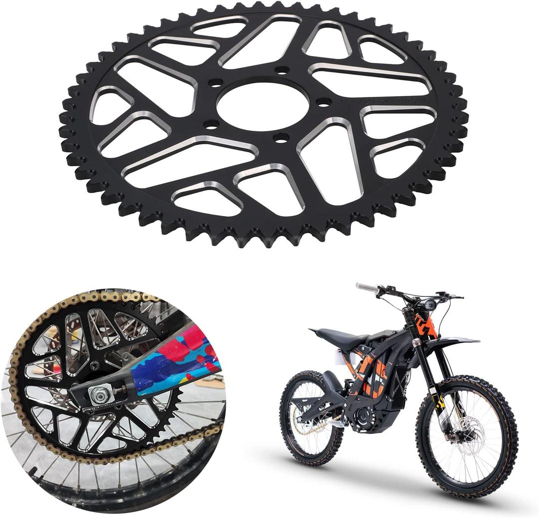 JFG RACING Sur Ron 54T Sprocket,Sur Ron Rear Sprocket Sprocket 54 Tooth Aluminum Alloy For Sur Ron Surron Light Bee S/X Segway X160/X260 Electric Dirt Bike Black