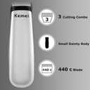 KEMEI Mini Hair Trimmer Compact, Portable Cordless Clipper for Men and Women, Precision Haircut and Shaving Tool Silver, Battery Powered and Travel Friendly, Silver