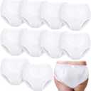 Weewooday 10 Pcs Adult Plastic Pants, X-Large, White, Waterproof Incontinence Underpants EVA Pull on Cover Pants Leak Proof Washable Incontinence Pants for Men Women Elderly