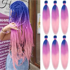 Pre Stretched Braiding Hair Extensions 26 Inch 6 Packs Long Braid Hair Yaki Texture Professional Prestretched Braiding Hair For Women (Blue/Light Purple/Pink, 26 inch)