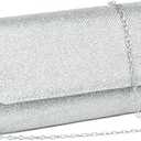 OSDUE Clutch Purse, Evening Bag for Women Zipper Shoulder Bag for Wedding and Party Accessories Wedding Shiny Silver