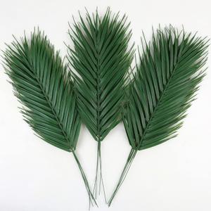 CCINEE 16 PCS Artificial Palm Leaves, Faux Large Palm Fronds Fake Tropical Plant Simulation Safari Leaves with Stems for Home Hawaiian Luau Party Jungle Beach Theme Party Decoration
