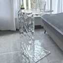 Acrylic C Table for Couch, Multipurpose C Shape Side Table Clear Acrylic Couch Table for Bedroom, Living Room and Patio | 11.8 * 11.8 * 25.6IN (Big Ripple)