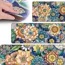 Dunzy 3 Pcs Spring Boho Floral Anti Fatigue Kitchen Mats for Floor Vintage Floral Cushioned Foam Mat Non Slip Waterproof Standing Rug Set for Sink Laundry Home, 17" x 29" 17" x 47" 17" x 59"(Boho)