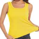 Women's Ribbed Tank Tops Plain Summer Scoop Neck Basic Slim Fitted Sleeveless Camis(Small) (Yellow)